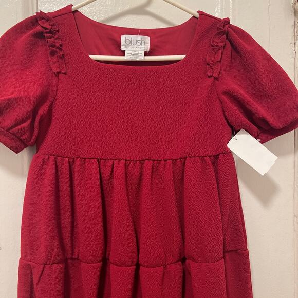 Girls Blush by US Angels Pouf Sleeve Tiered Ruffle Dress NWT Size 8 - Picture 4 of 12